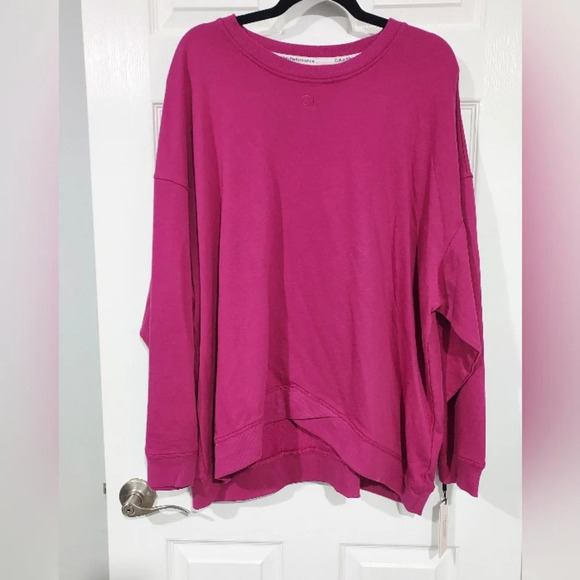 NWT Calvin Klein Performance Pink Terry Cozy Sweatshirt in Size 2X - Picture 2 of 11